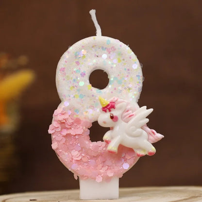 Nến Sinh Nhật Vui Vẻ Nến Số 0-9 Nến Sinh Nhật Kỳ Lân Hồng Trang Trí Bánh Nến Tiệc Sinh Nhật Trẻ Em