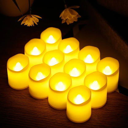 Flickering LED Ivory Electronic Candle, Flameless Tealight Candle,Battery Operated LED Tealight Candle, Ideal for Weddings, Ta