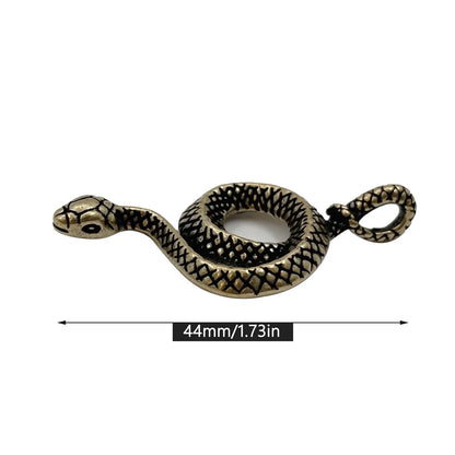 Copper Snake Vintage Handmade Brass Cobra Key Foddle Pure Zodiac Disc Belt Hanging Car Key Foot Pendant