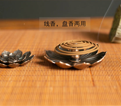 Incense Holder for Sticks Alloy Incense Burner Creative 3 levels Lotus Incense Stick Holder and Detachable Ash Catcher