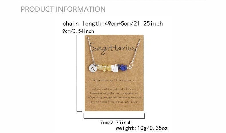 12 Zodiac Signs Constellation Charm Natural Crushed Stone Beaded Necklace for Men Women Couple Choker Virgo Leo Libra Jewelry