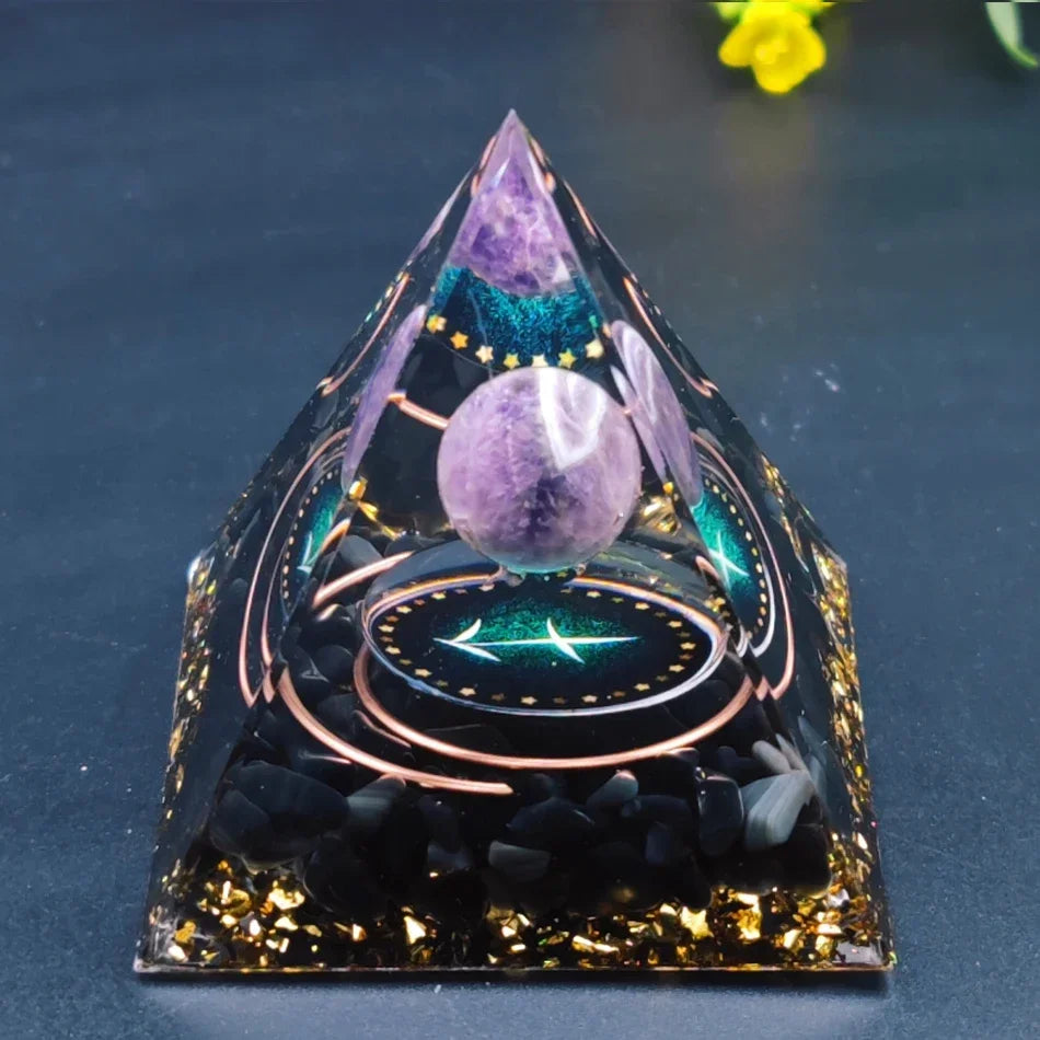 12 Zodiacs Orgone Pyramid 5cm Horoscope Healing Natural Crystal Stone Chakra Reiki Orgonite Gemstones Birthday Constellation
