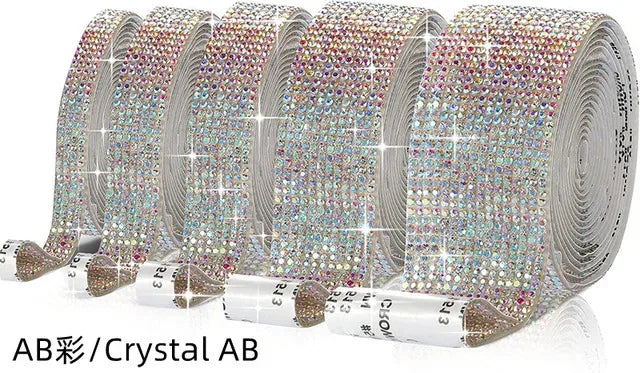 Self Adhesive Crystal Rhinestone Sticker Diamond Ribbon DIY Sticker Rhinestones Arts Crafts Car Phone Decoration Dropshipping