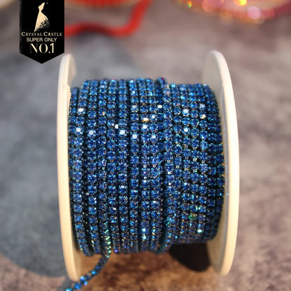 Rhinestones Chain Roll Tassel 1/10Yard Crystal Ribbon Strass Banding Sew On Gold Rhinestone Trim Strip Cup Chains For Needlework