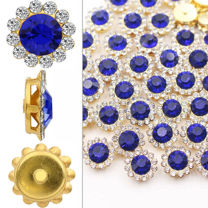 8mm-12mm Sunflower Sewing Claw Rhinestones Crystals Glass Beads Buttons Stones Sew On Rhinestone for Clothes Sewing Accessories