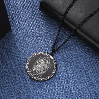 Stainless Steel Necklaces 12 Horoscope Zodiac Sign Silver Color Pendant Chain Aries Leo Constellation Men Women Friendship Gifts