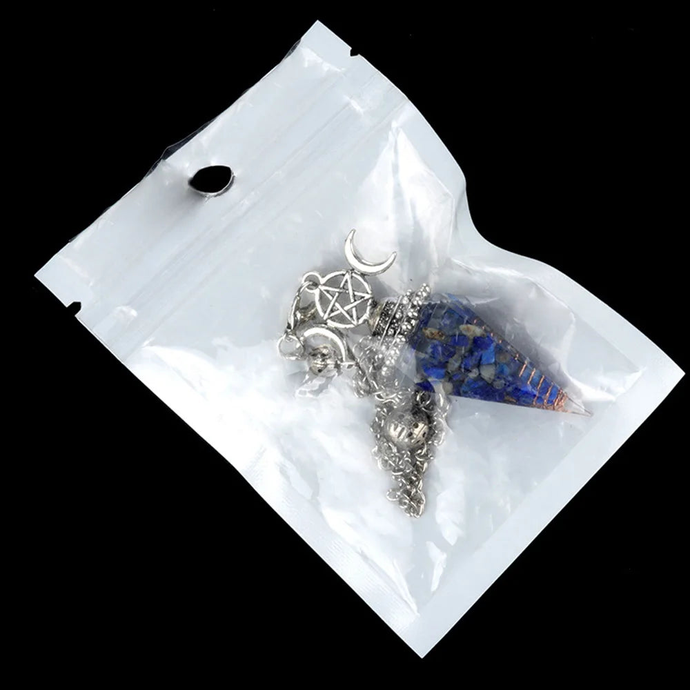 54x24mm Natural Stone Crystal Reiki Pendulum Three Phases Moon Hexagonal Cone Amethysts Charms for Jewelry Making DIY Necklace