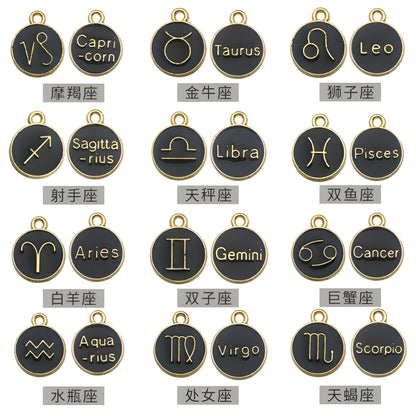 Accessoires de la série des 12 symboles du zodiaque, breloques pendentifs émaillés double face pour bracelets, colliers et boucles d'oreilles.