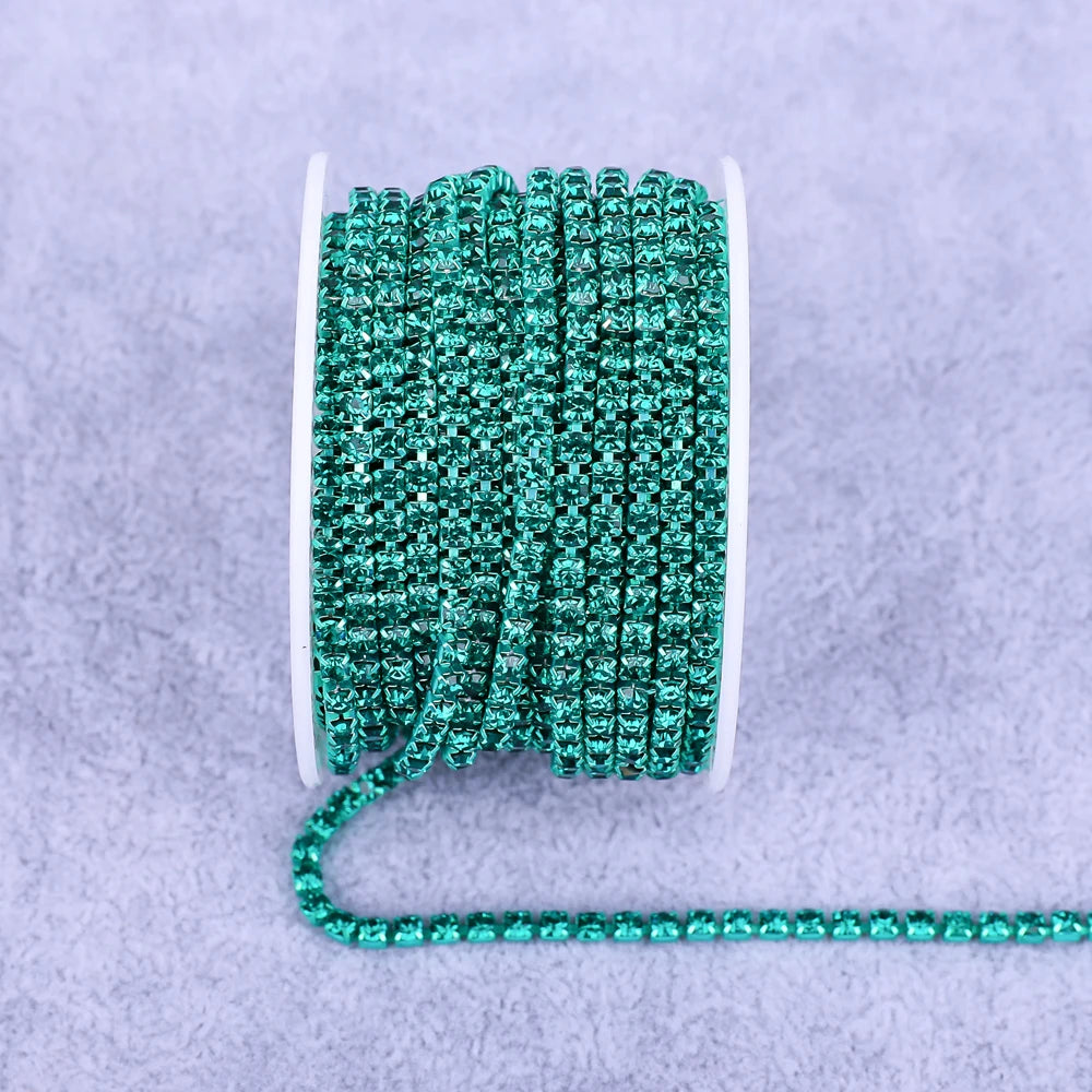 Crystal 10 Yard Rhinestones Trim Stone Cup Chain Gold Diamond Strass Decorative Applique Crystal Trimmings For Dresses