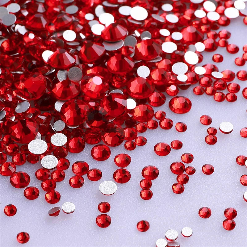 1440Pcs Mix Size Glass Flatback Rhinestone Glitter Crystal AB Round Diamond Non Hotfix Glue On Stone for DIY Nail Art Decoration