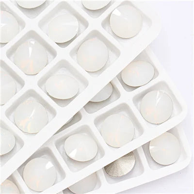 6/8/10/12/14MM Rivoli Rhinestone Round Pointed Diamond Stones Colorful Beads Crafts Crystal Nail Clothes Jewelry Accessories