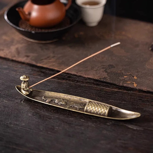 Creative Incense Holder Boat Fishing Men Insence Burner Japanese Style Incense Stick Burners Aromatherapy Ornament Home Decor