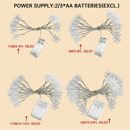 1pc LED Christmas Snowflake String Light Indoor & Outdoor Hanging Decorative Lighting Fairy Atmosphere Lamp For Garden Party