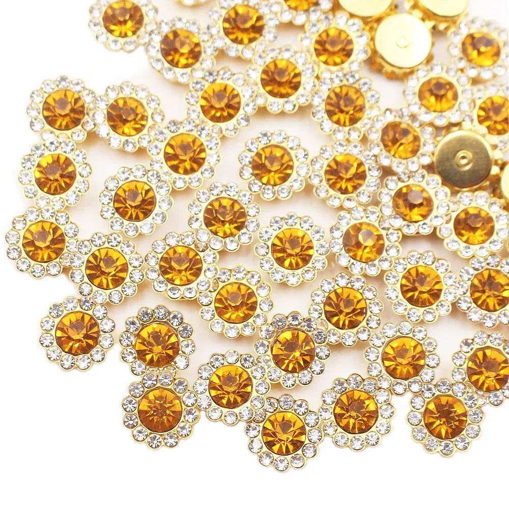 8mm-12mm Sunflower Sewing Claw Rhinestones Crystals Glass Beads Buttons Stones Sew On Rhinestone for Clothes Sewing Accessories