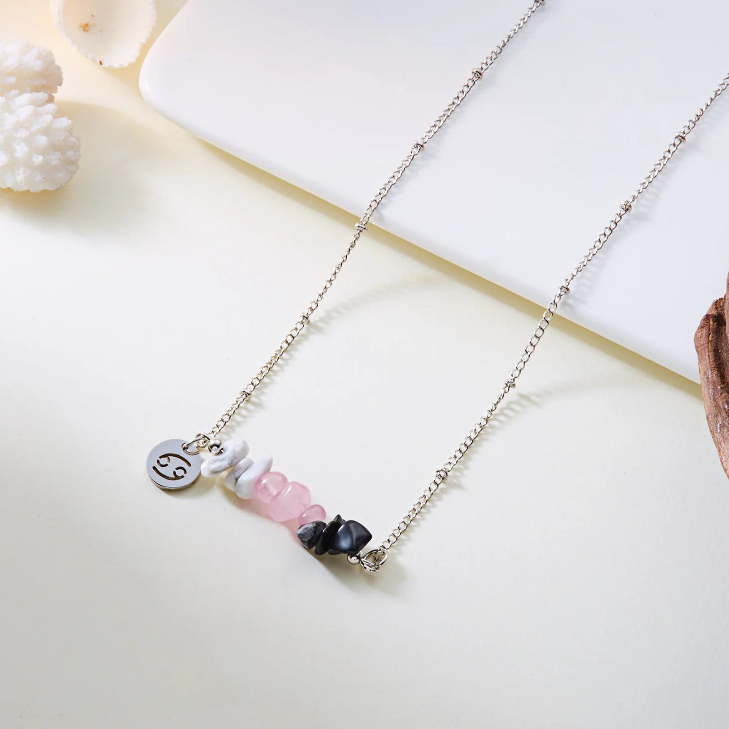 12 Zodiac Signs Constellation Charm Natural Crushed Stone Beaded Necklace for Men Women Couple Choker Virgo Leo Libra Jewelry