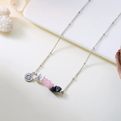 12 Zodiac Signs Constellation Charm Natural Crushed Stone Beaded Necklace for Men Women Couple Choker Virgo Leo Libra Jewelry