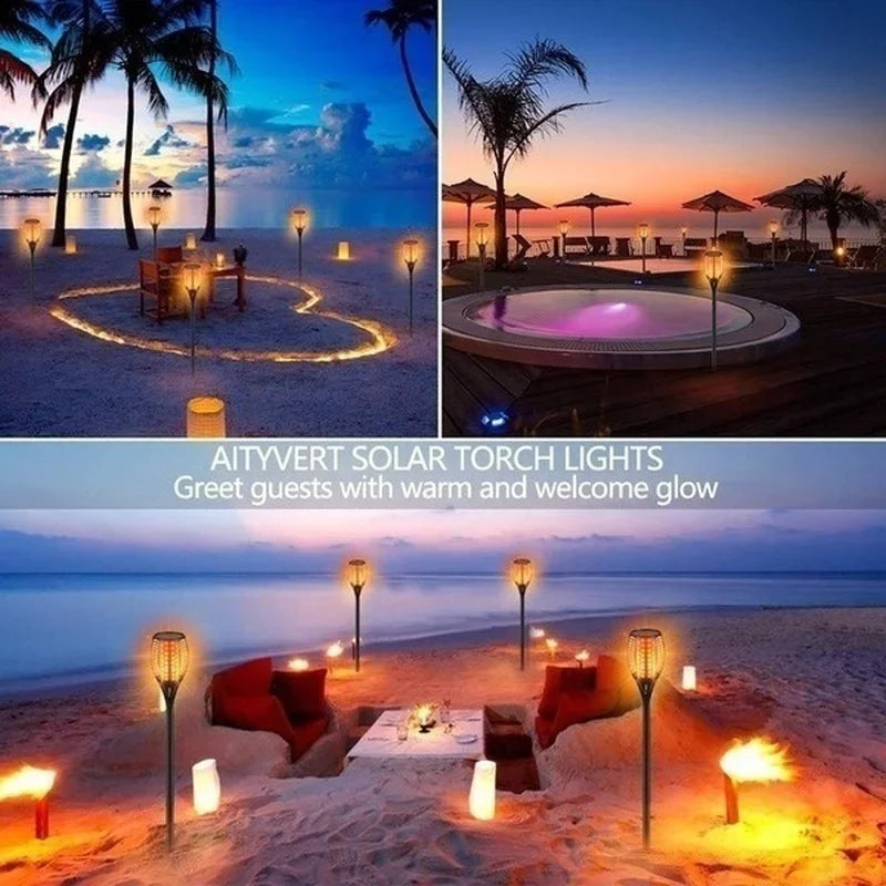1/2/4/6/8/10Pcs Solar Flame Torch Lights Flickering Light Waterproof Garden Decoration Outdoor Lawn Path Yard Patio Floor Lamps
