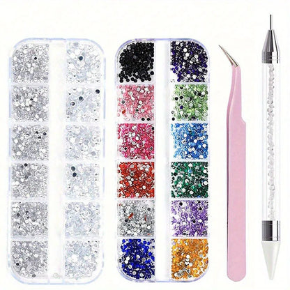 Nails Art Multi-Size Flat Back Acrylic Rhinestones 3D Crystal DIY Decorations Glitter Crystal Gem Manicure Accessories With