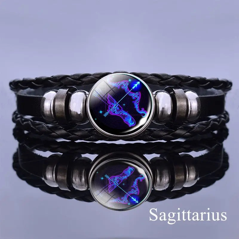 12 Zodiac Signs Constellation Charm Bracelet Men Women Fashion Multilayer Weave leather Bracelet & Bangle Birthday Gifts