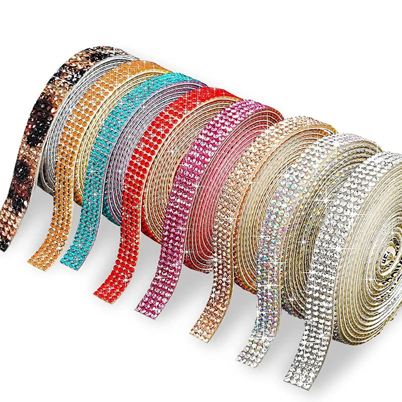 Self Adhesive Crystal Rhinestone Sticker Diamond Ribbon DIY Sticker Rhinestones Arts Crafts Car Phone Decoration Dropshipping