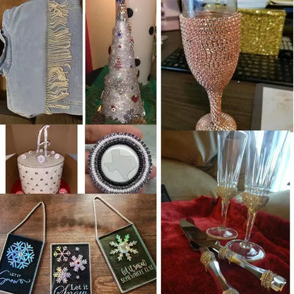PEESOM SS6-SS18 Crystal Rhinestone Cup Chain Sew on Glass Rhinestone Trim Chain Glue On Colorful Crystal Cup Chain for DIY Craft