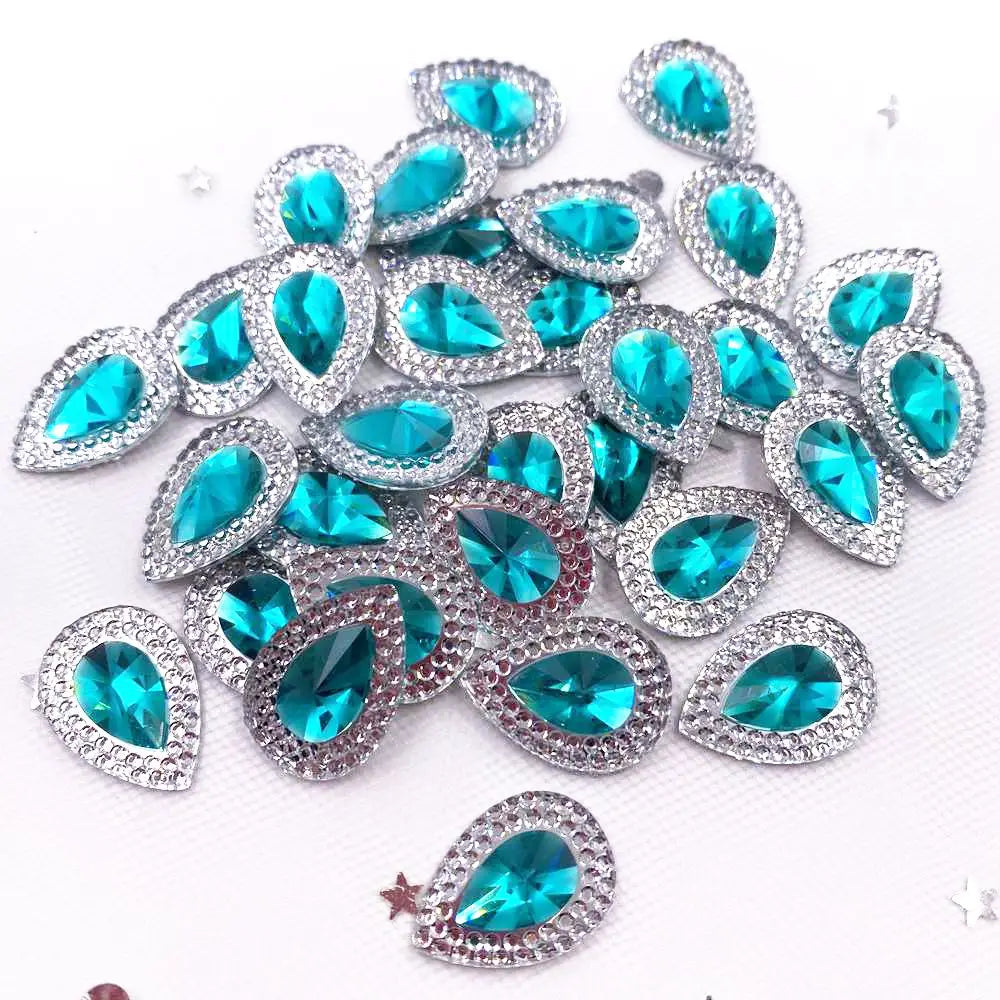 Resin Shiny Double Color Convex Crystal Drop Flatback Rhinestone  Applique DIY Wedding Scrapbook Accessories Ornament Craft