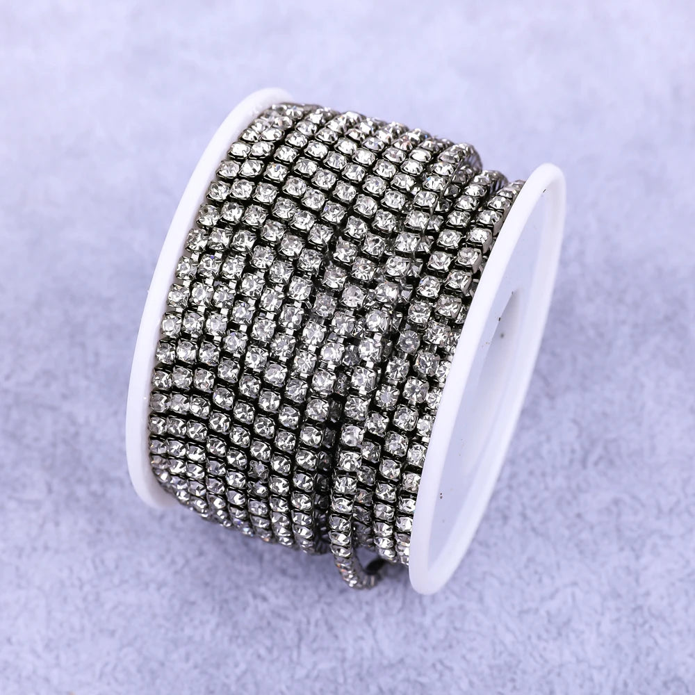 Crystal 10 Yard Rhinestones Trim Stone Cup Chain Gold Diamond Strass Decorative Applique Crystal Trimmings For Dresses