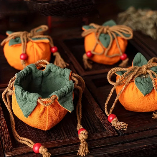 Incense Bag with Persimmon Pendant, Can Be Hung on Rearview Mirror or Car,Blessing Purse,Empty Bag Material Kit for Good Fortune