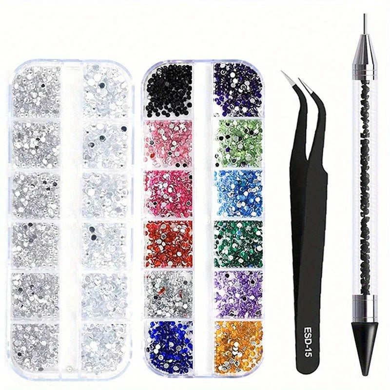 Nails Art Multi-Size Flat Back Acrylic Rhinestones 3D Crystal DIY Decorations Glitter Crystal Gem Manicure Accessories With