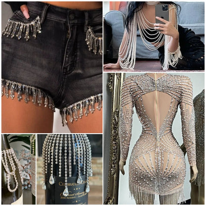 1Yard 10Yards/roll SS6-SS16 Crystal AB Claw Rhinestone Glass Sewn On Rhinestones Chain for Needlework Fabric Sewing Trimmings