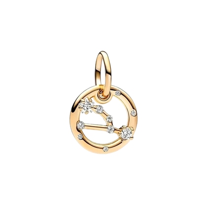 Plaqué or étincelant 12 signes du zodiaque breloque perles pendentif ajusté Original Bracelet en argent perles de collier pour bricolage bijoux femmes cadeau