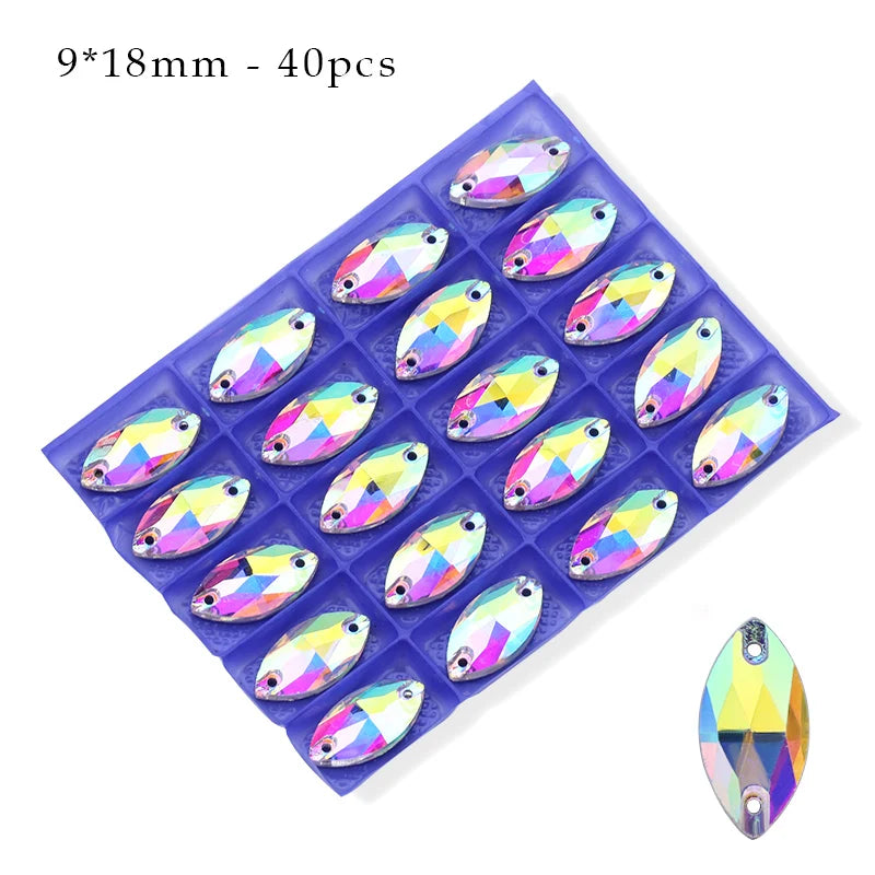 Crystal AB Ordinary Crystal Glass Sewing Rhinestones Sew On Flatback Rhinestone Wedding Dress Accessories DIY Garment Making