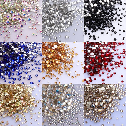 1440Pcs Mix Size Glass Flatback Rhinestone Glitter Crystal AB Round Diamond Non Hotfix Glue On Stone for DIY Nail Art Decoration
