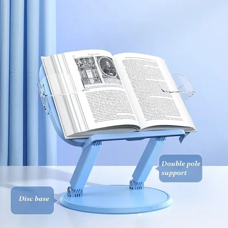 Reading Rack Multifunctional Adjustable 360 ° Rotatable Students Bookcase Folding Book Stand Bookshelf Desktop Book Holder