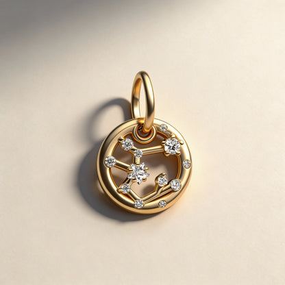 Hạt Charm Mạ Vàng Lấp Lánh 12 Cung Hoàng Đạo Mặt Dây Chuyền Hợp Vòng Tay Bạc Dạng Rắn, Vòng Cổ, Hạt Để Tự Làm Trang Sức Quà Tặng Nữ