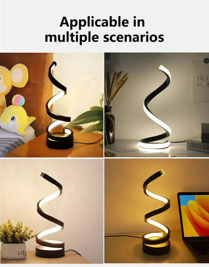 LED Night Light Spiral Table Lamp Modern Bedside Lamps Dimmable Night Lamp Office Living Room Bedroom Decoration Night Lights