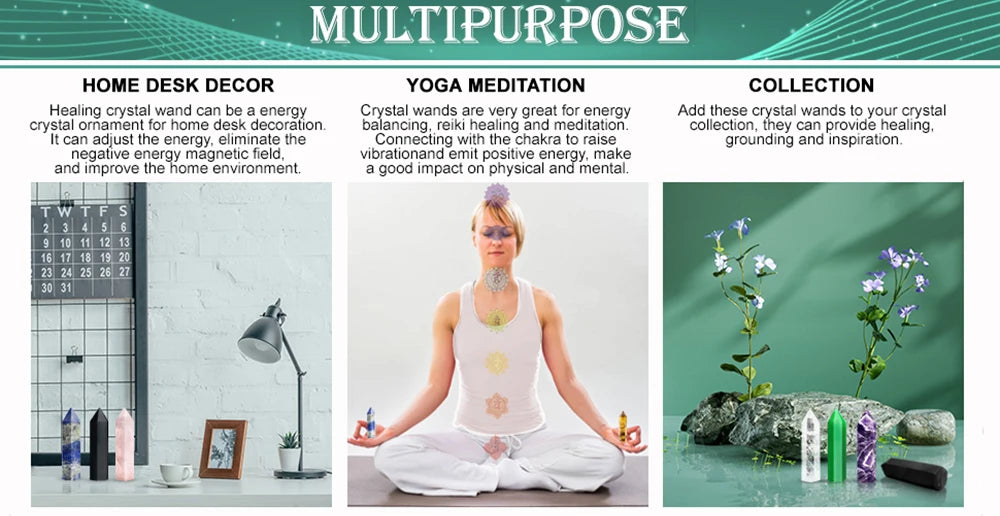 Natural Stone and Crystals Point Wand Witchcraft Rose Quartz Amethyst Home Decor Mineral Reiki Healing Stones Crafts Room Decor