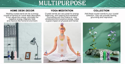 Natural Stone and Crystals Point Wand Witchcraft Rose Quartz Amethyst Home Decor Mineral Reiki Healing Stones Crafts Room Decor