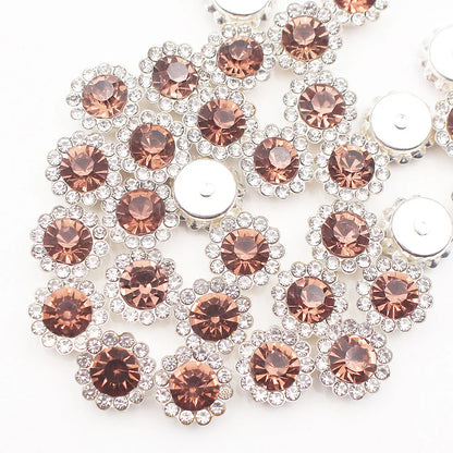 8mm-12mm Sunflower Sewing Claw Rhinestones Crystals Glass Beads Buttons Stones Sew On Rhinestone for Clothes Sewing Accessories