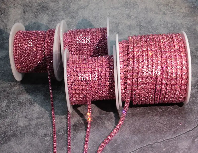 Rhinestones Chain Roll Tassel 1/10Yard Crystal Ribbon Strass Banding Sew On Gold Rhinestone Trim Strip Cup Chains For Needlework
