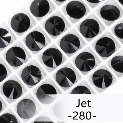 6/8/10/12/14MM Rivoli Rhinestone Round Pointed Diamond Stones Colorful Beads Crafts Crystal Nail Clothes Jewelry Accessories