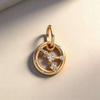 Hạt Charm Mạ Vàng Lấp Lánh 12 Cung Hoàng Đạo Mặt Dây Chuyền Hợp Vòng Tay Bạc Dạng Rắn, Vòng Cổ, Hạt Để Tự Làm Trang Sức Quà Tặng Nữ