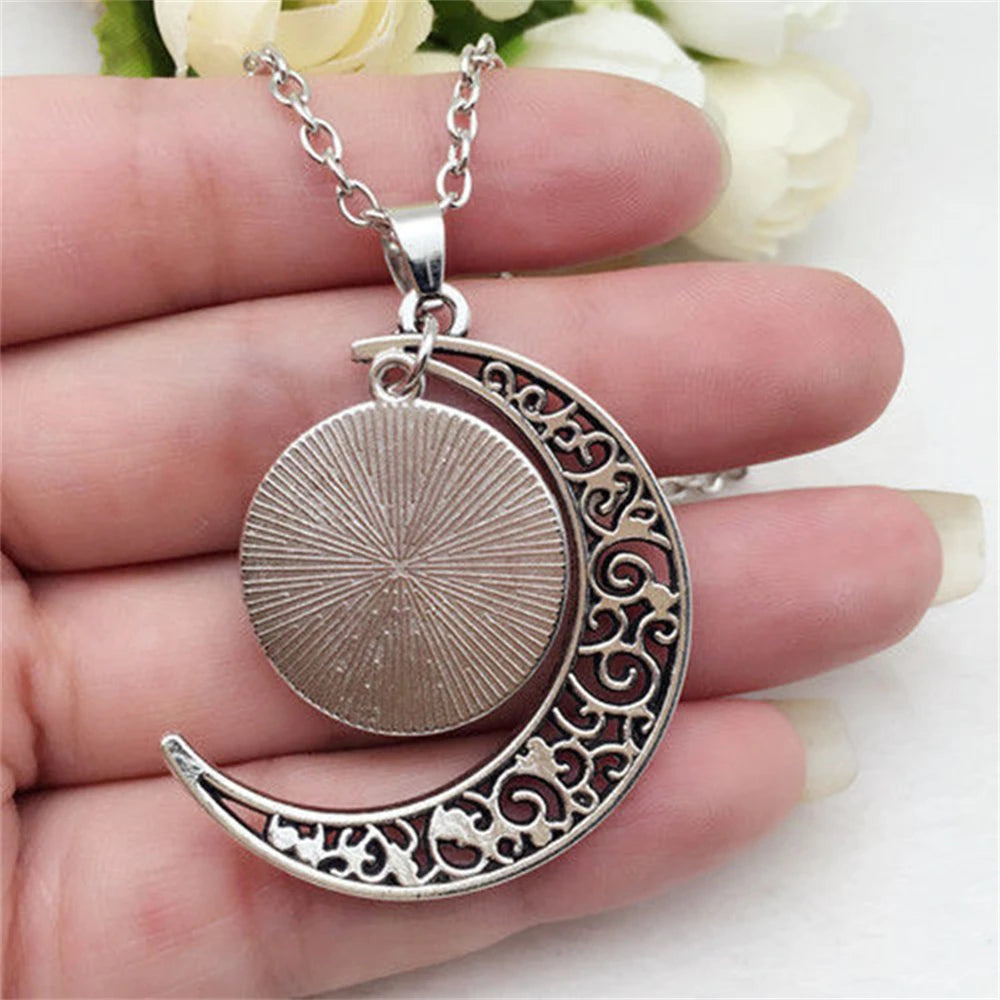 Luminous 12 Constellation Crescent Moon Pendant Necklace Galaxy Zodiac Astrology Horoscope Charm Necklaces For Women Men Girls