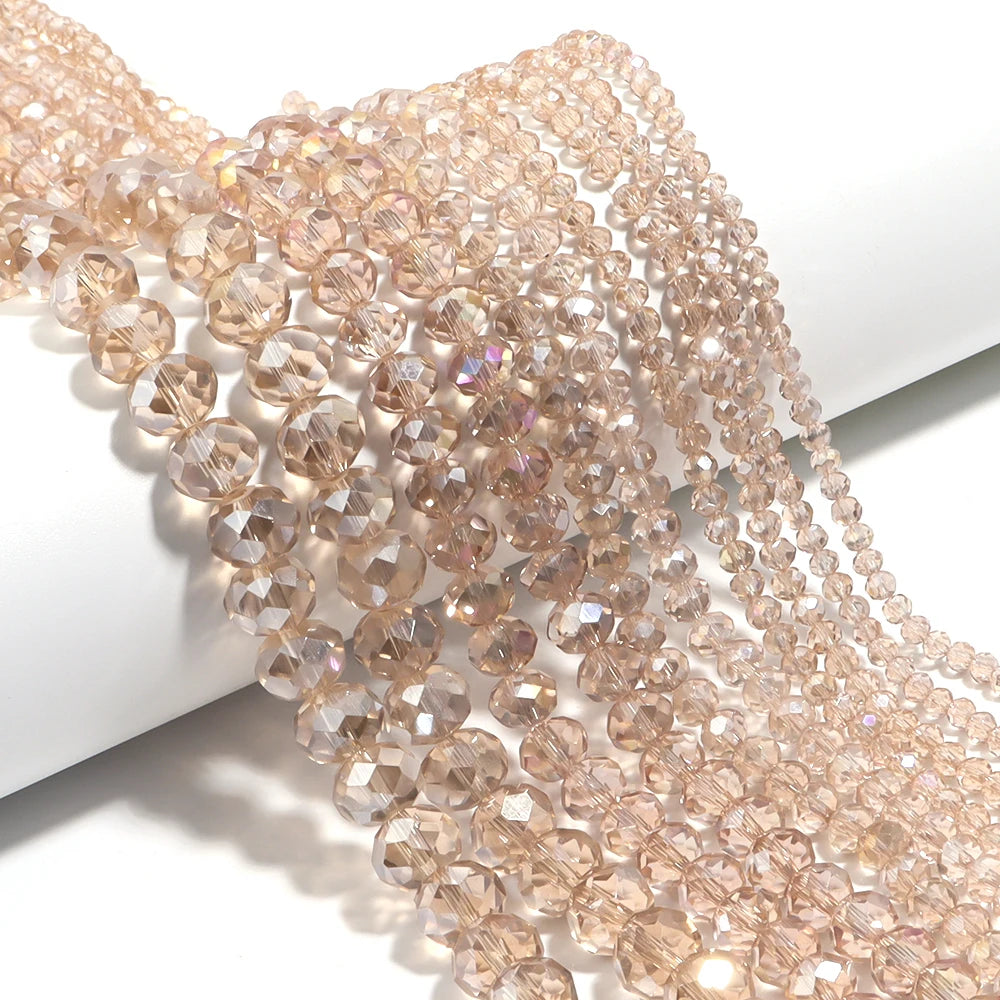 1Strand/Lot 3 4 6 8 10mm Rondelle Flat Faceted Crystal Beads Glass Spacer Beads For DIY Crafts Ornament Making Handmade Accesso