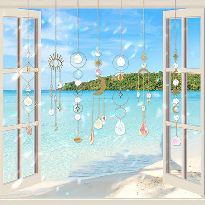 10 Pieces Lotus Colorful Crystal Suncatcher with Chain Pendant Ornaments Hanging Crystals Prism Rainbow Maker for Windows Indoor