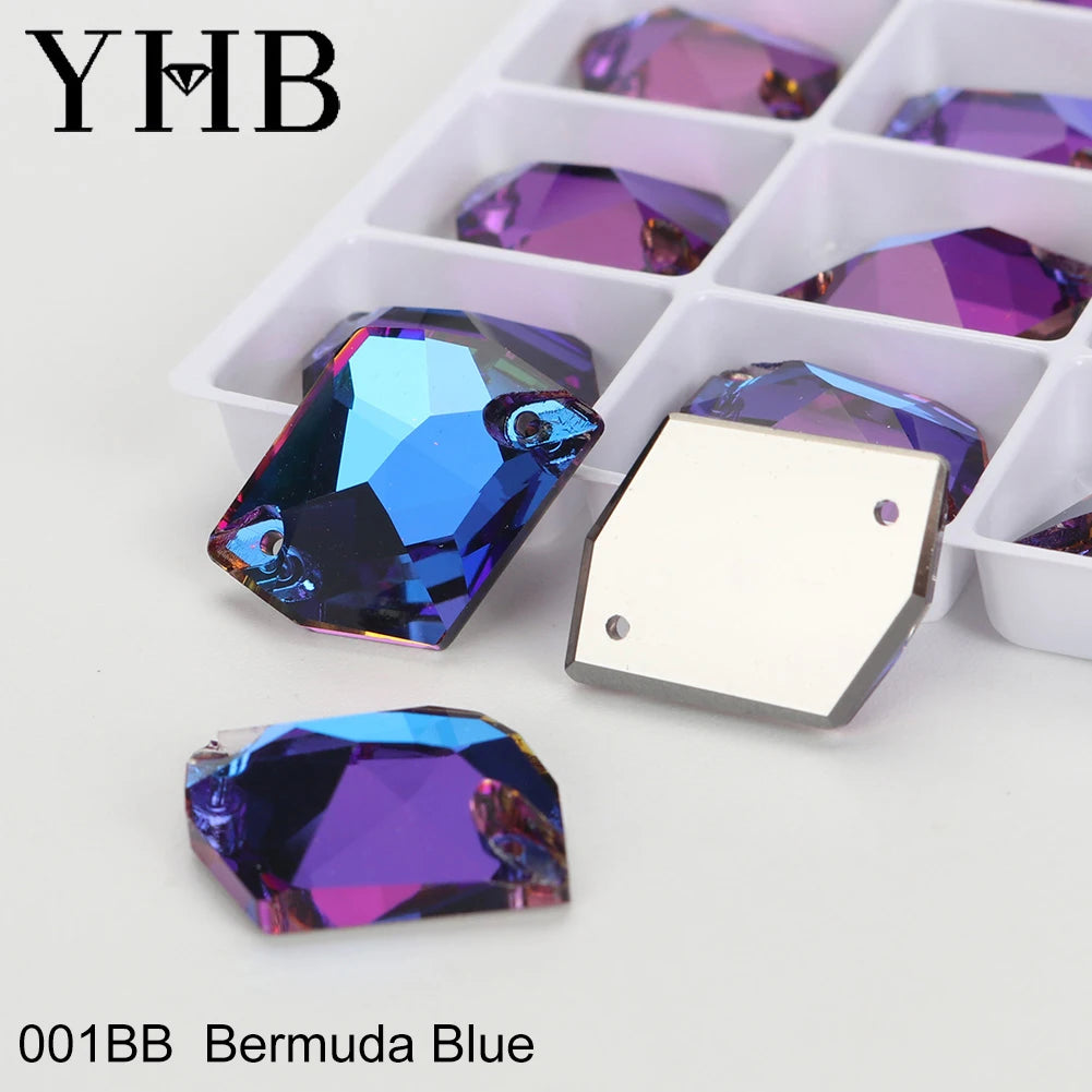 YHB Top Quality Cosmic Glass Crystal AB Moonlight Sewing Stones Flatback Sew on Rhinestones For Garment Clothes Bags