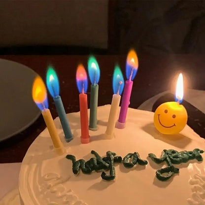 Colored Birthday Party Supplies 6/12pcs Wedding Colorful Multicolor Candles Safe Flames Dessert Cake Candles Decoration
