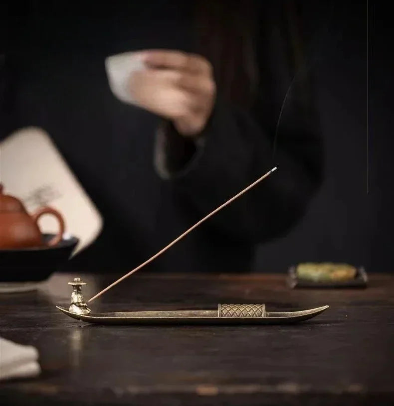 Creative Incense Holder Aromatherapy Ornament Incense Holder Boat Old Men Fishing Japanese Style Incense Stick Burner Home Decor