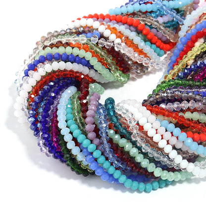 1Strand/Lot 3 4 6 8 10mm Rondelle Flat Faceted Crystal Beads Glass Spacer Beads For DIY Crafts Ornament Making Handmade Accesso