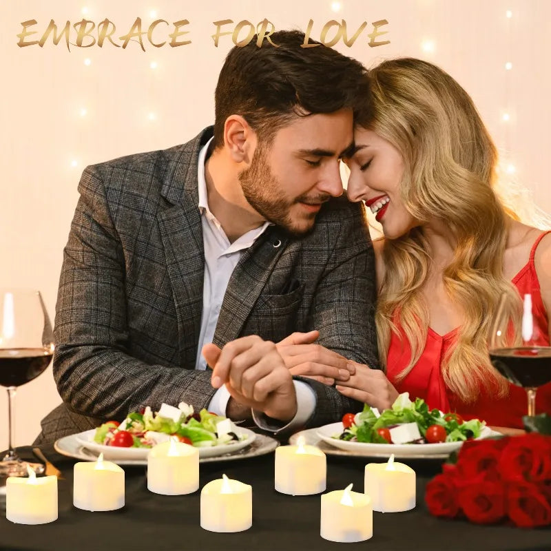 Flickering LED Ivory Electronic Candle, Flameless Tealight Candle,Battery Operated LED Tealight Candle, Ideal for Weddings, Ta